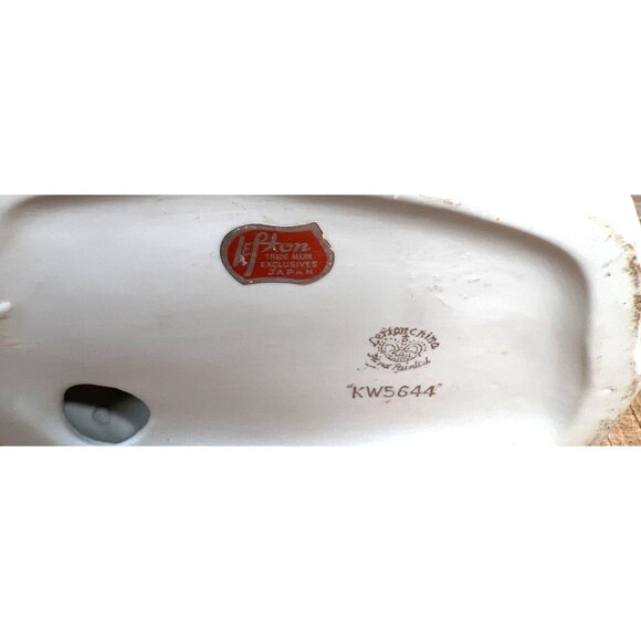 Vintage Lefton Porcelain Figurine Boy With Dog Bench Scene KW5644 Hand Painted - Picture 4 of 4